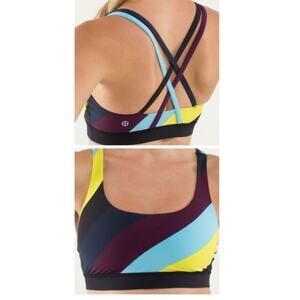 Lululemon Energy Bra (Pow Stripe Split Pea / Blue Moon / Plum) 4 RARE